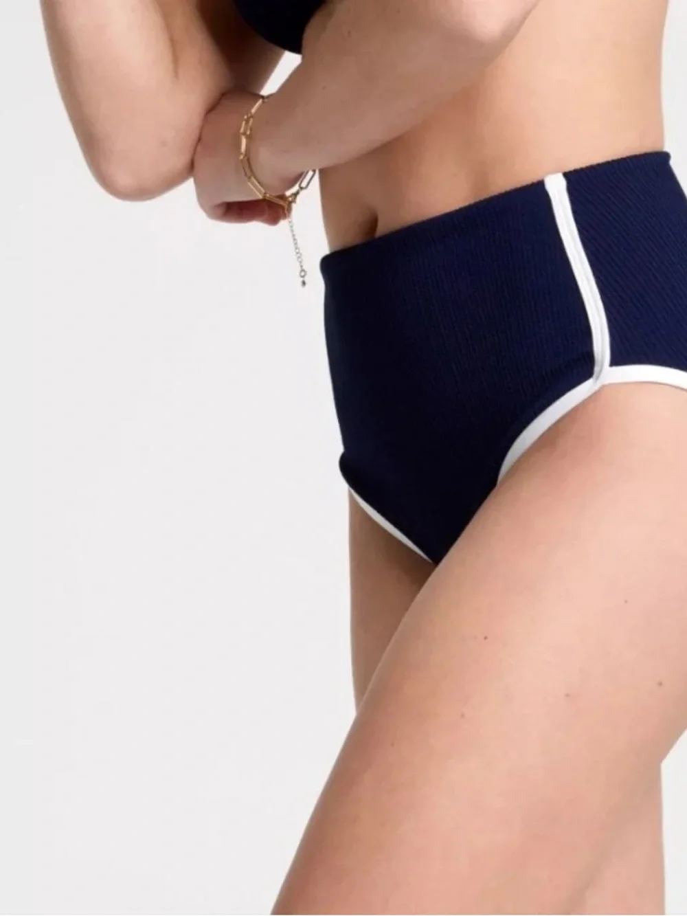 NEW CALIA XL Tipped‎ High Rise Bikini Swim Bottoms In Opulent Blue